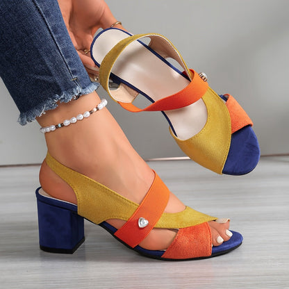 Women's Orthopedic Block Heels - Cushioned Open Toe Sandals