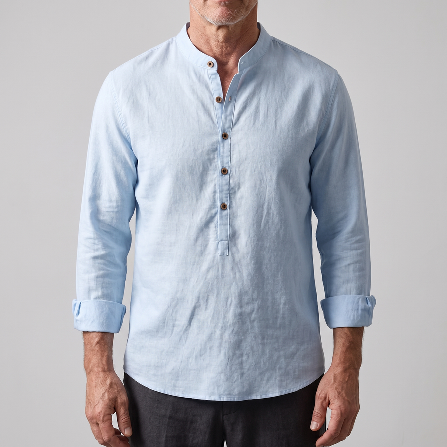 Men's Relaxed Linen Shirt - Timeless Long Sleeve Summer Top