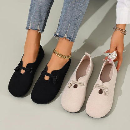 Women's Retro Shallow Loafers - Round Toe Slip-On Flat Shoes