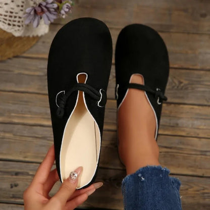 Women's Suede Round Toe Loafers - Deep Cut Slip-On Flats
