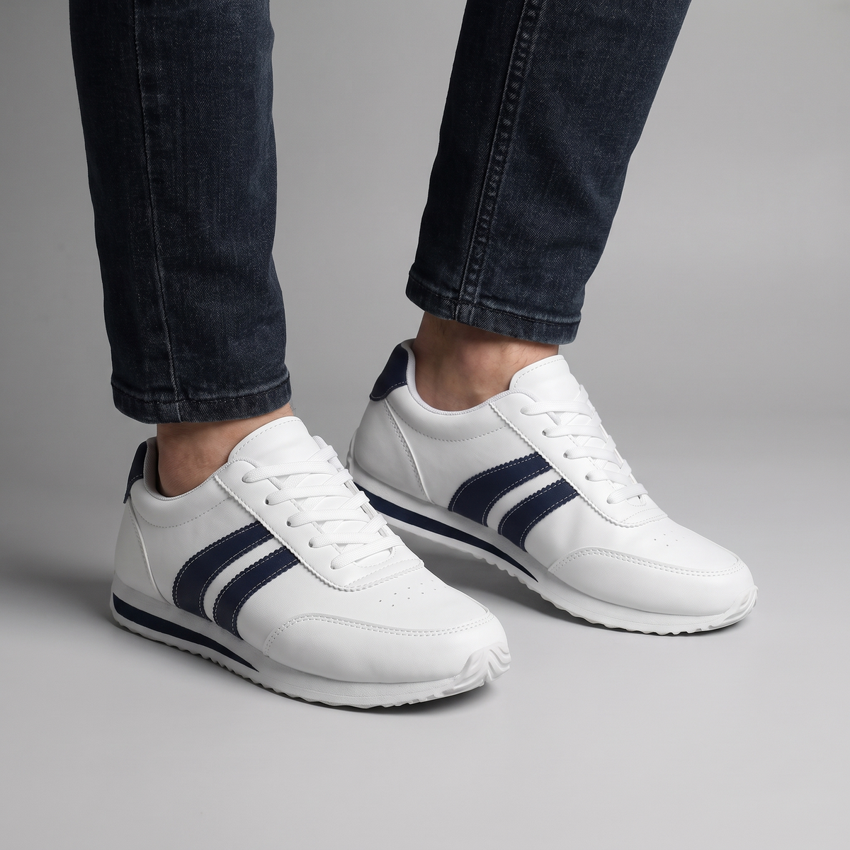 Women's Orthopedic Sneakers - Sleek White Lace-Up Walkers