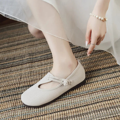 Women's Cutout Mary Jane Loafers - Round Toe Slip-On Flats