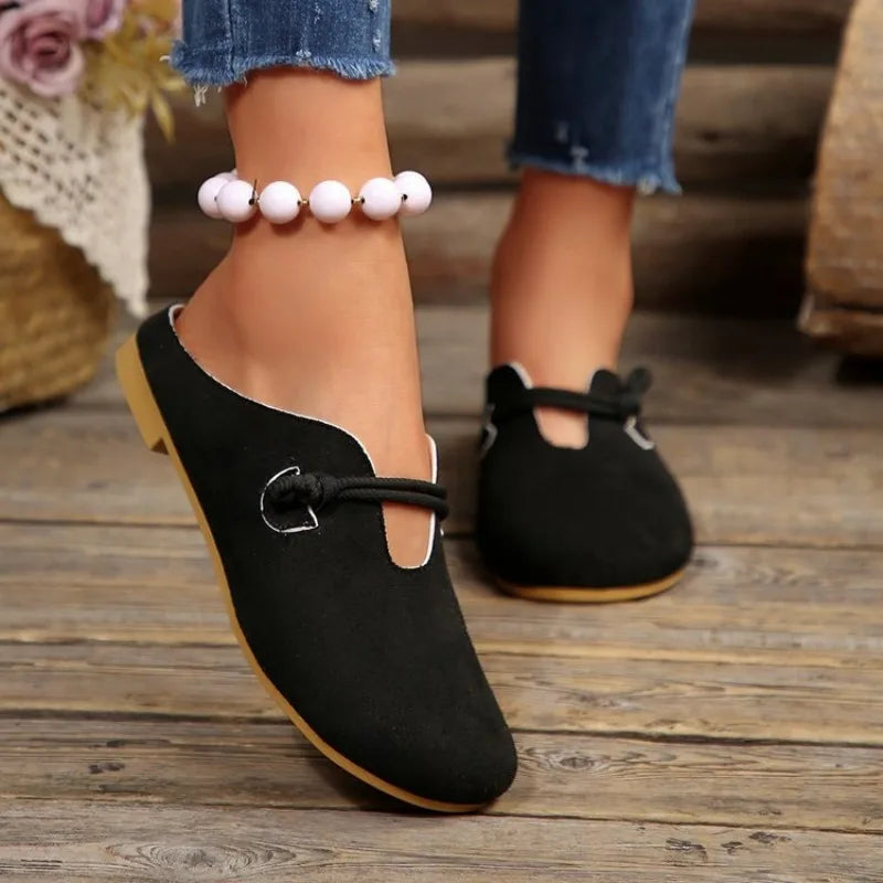 Women's Suede Round Toe Loafers - Deep Cut Slip-On Flats