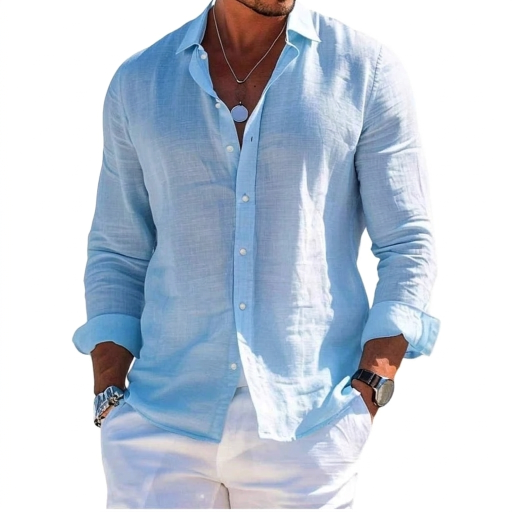 Men's Relaxed Tailored Shirt - Classic Long Sleeve Shirt