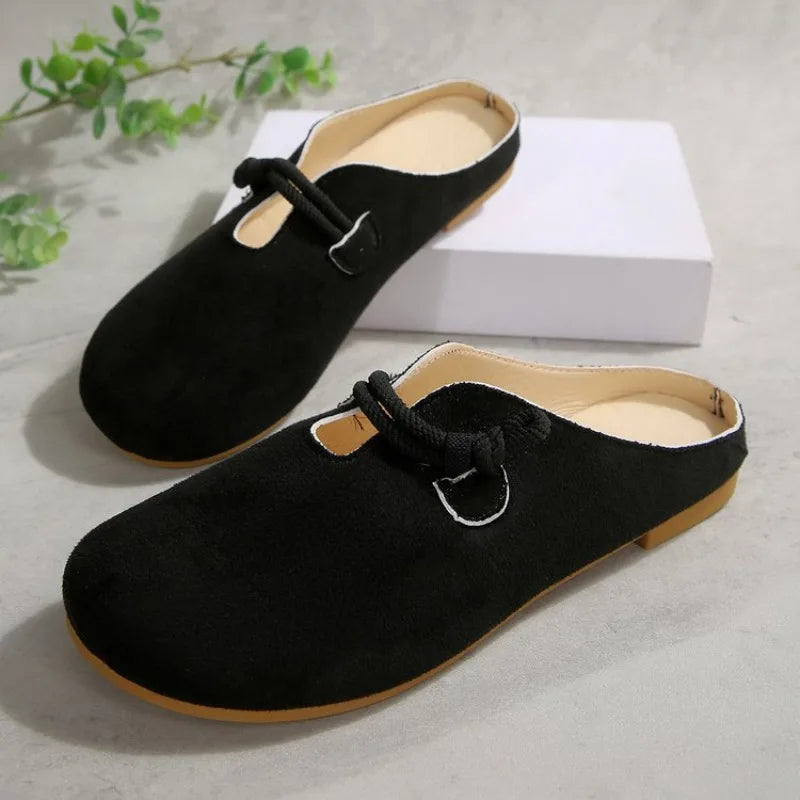 Women's Suede Round Toe Loafers - Deep Cut Slip-On Flats