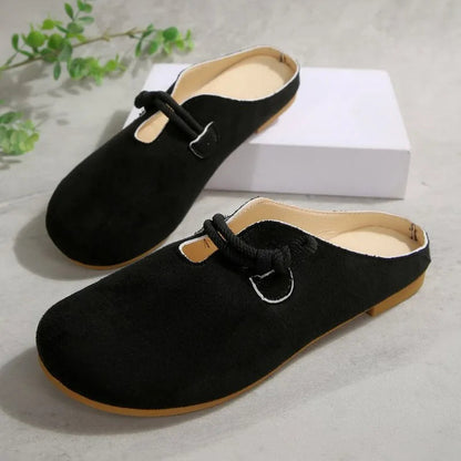 Women's Suede Round Toe Loafers - Deep Cut Slip-On Flats
