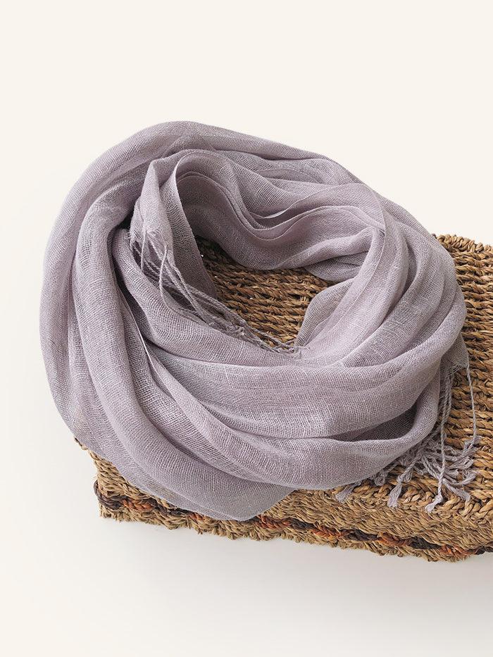 100% Linen Scarf - Solid Color Lightweight Travel Scarf