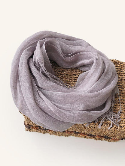 100% Linen Scarf - Solid Color Lightweight Travel Scarf