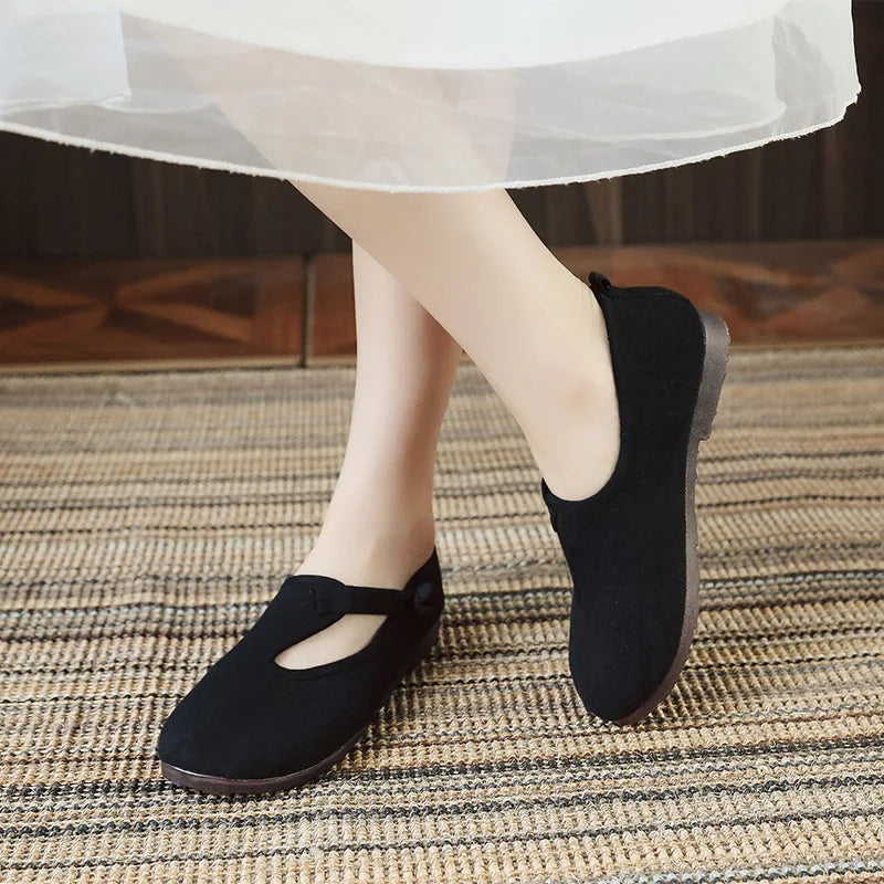 Women's Cutout Mary Jane Loafers - Round Toe Slip-On Flats