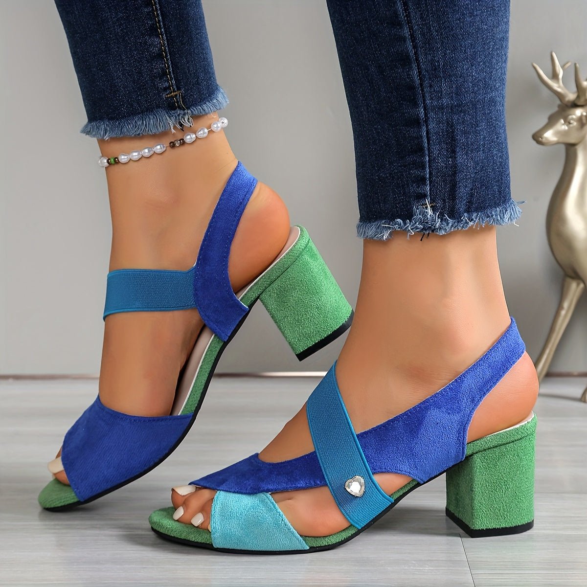 Women's Orthopedic Block Heels - Cushioned Open Toe Sandals