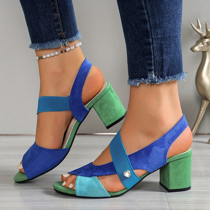 Women's Orthopedic Block Heels - Cushioned Open Toe Sandals