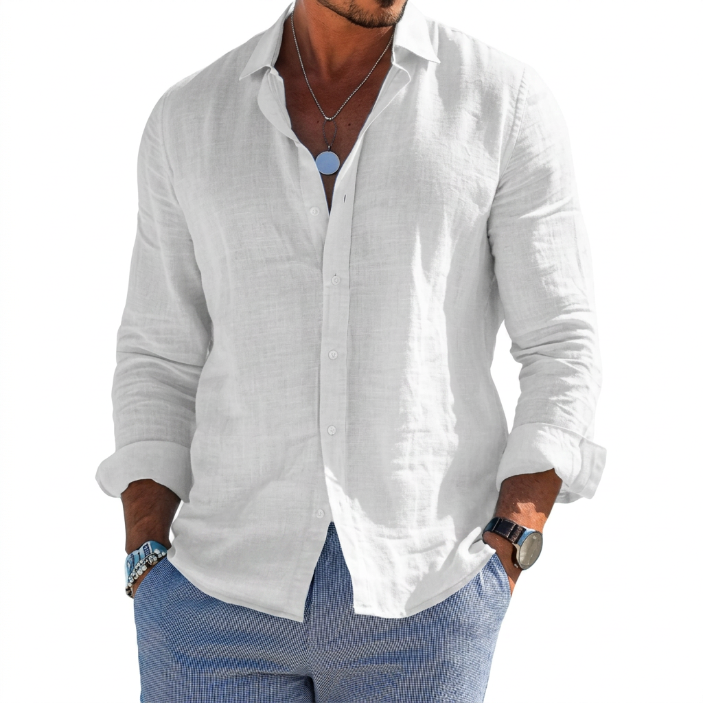 Men's Relaxed Tailored Shirt - Classic Long Sleeve Shirt
