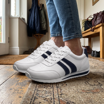 Women's Orthopedic Sneakers - Sleek White Lace-Up Walkers