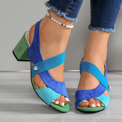 Women's Orthopedic Block Heels - Cushioned Open Toe Sandals