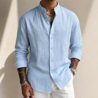 Men's Classic Linen Shirt - Breathable Long Sleeve Shirt