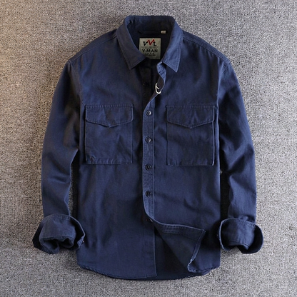 Men's Cargo Utility Shirt - Classic Cotton Pocket Shirt