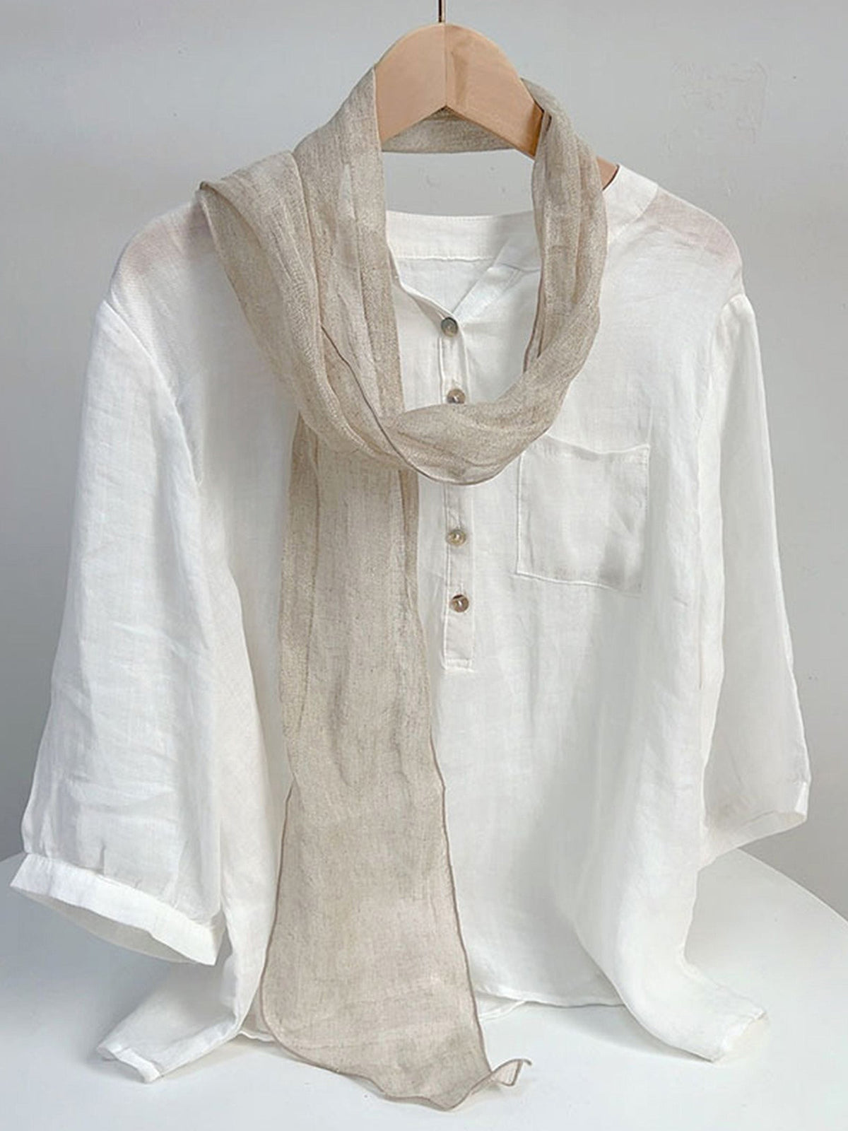 100% Linen Tie Dye Scarf - Hand Dyed Lightweight Scarf