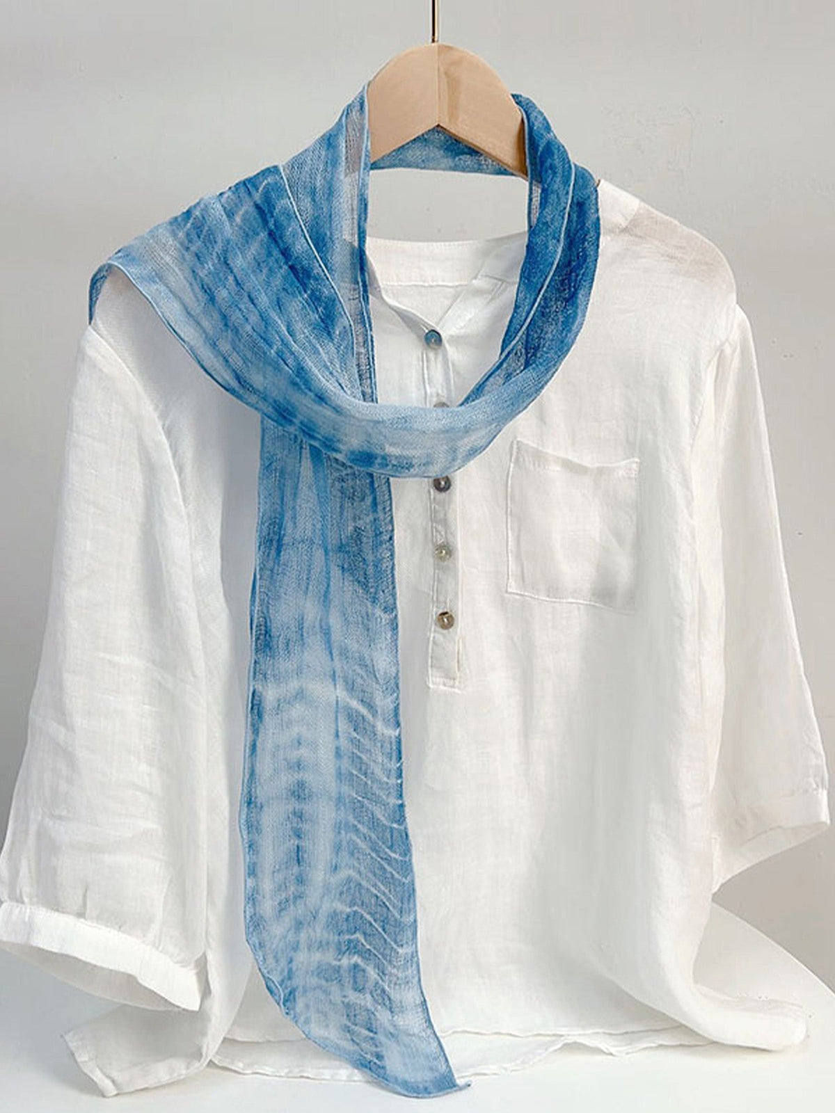 100% Linen Tie Dye Scarf - Hand Dyed Lightweight Scarf