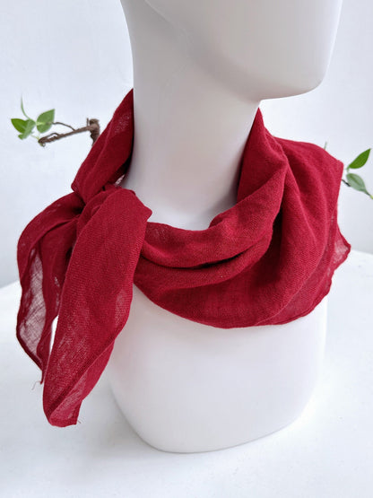 Linen Square Scarf - Lightweight Beach Hair and Neck Scarf