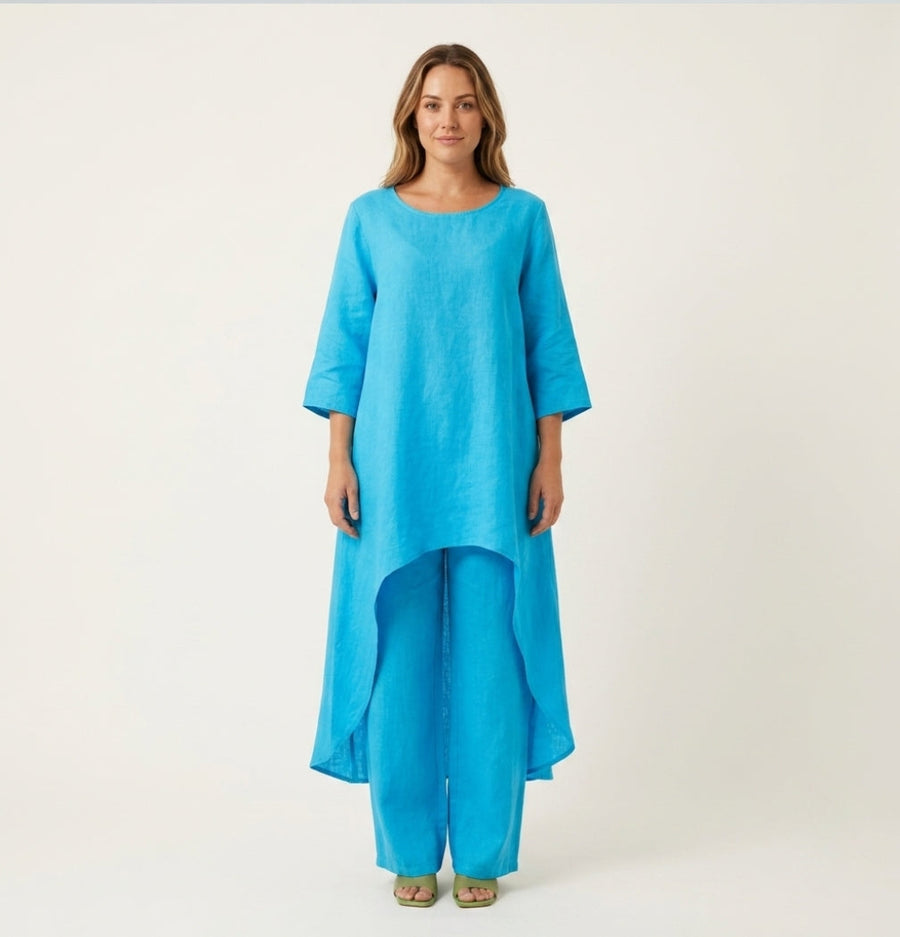 Women's Flowing Linen Two Piece Set - Relaxed Summer Co-Ord