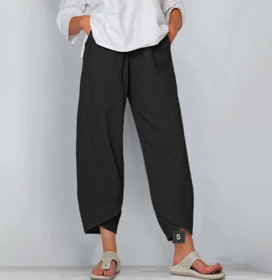 Women's Relaxed Linen Blend Pants - Casual Everyday Trousers