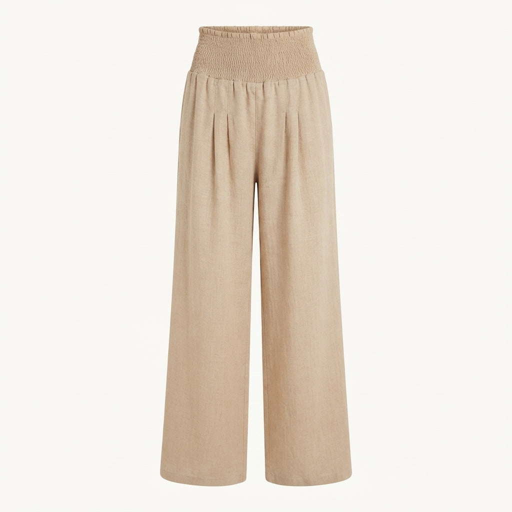 Women's Linen Wide Leg Beach Pants - Relaxed Summer Trousers