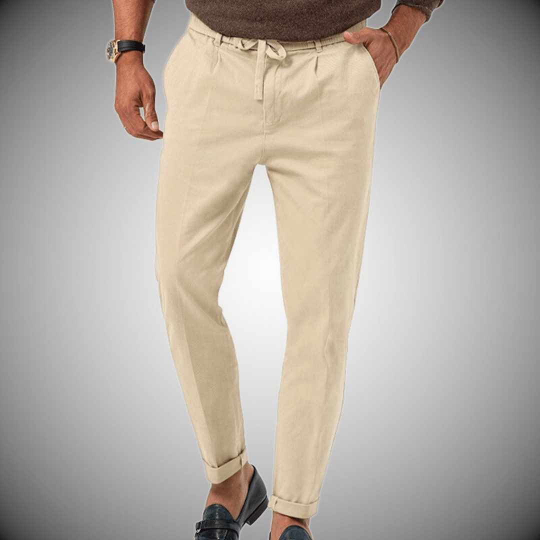 Men's Linen Drawstring Trousers - Breathable Summer Pants