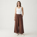 Women's Wide Leg Linen Pants - Elastic Waist Summer Trousers