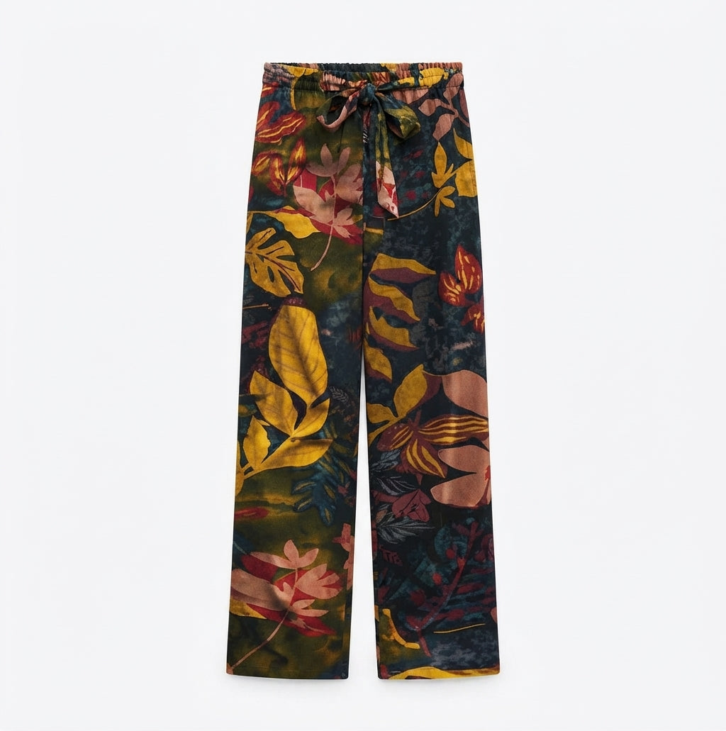 Women's Floral Linen Wide Leg Pants - Printed Summer Pants