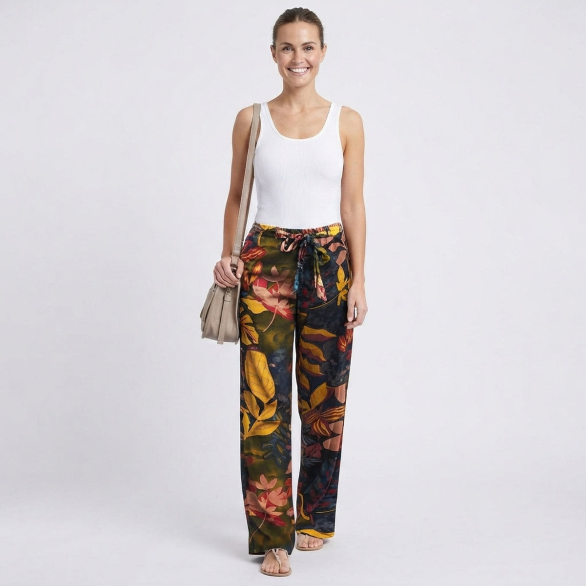 Women's Floral Linen Wide Leg Pants - Printed Summer Pants