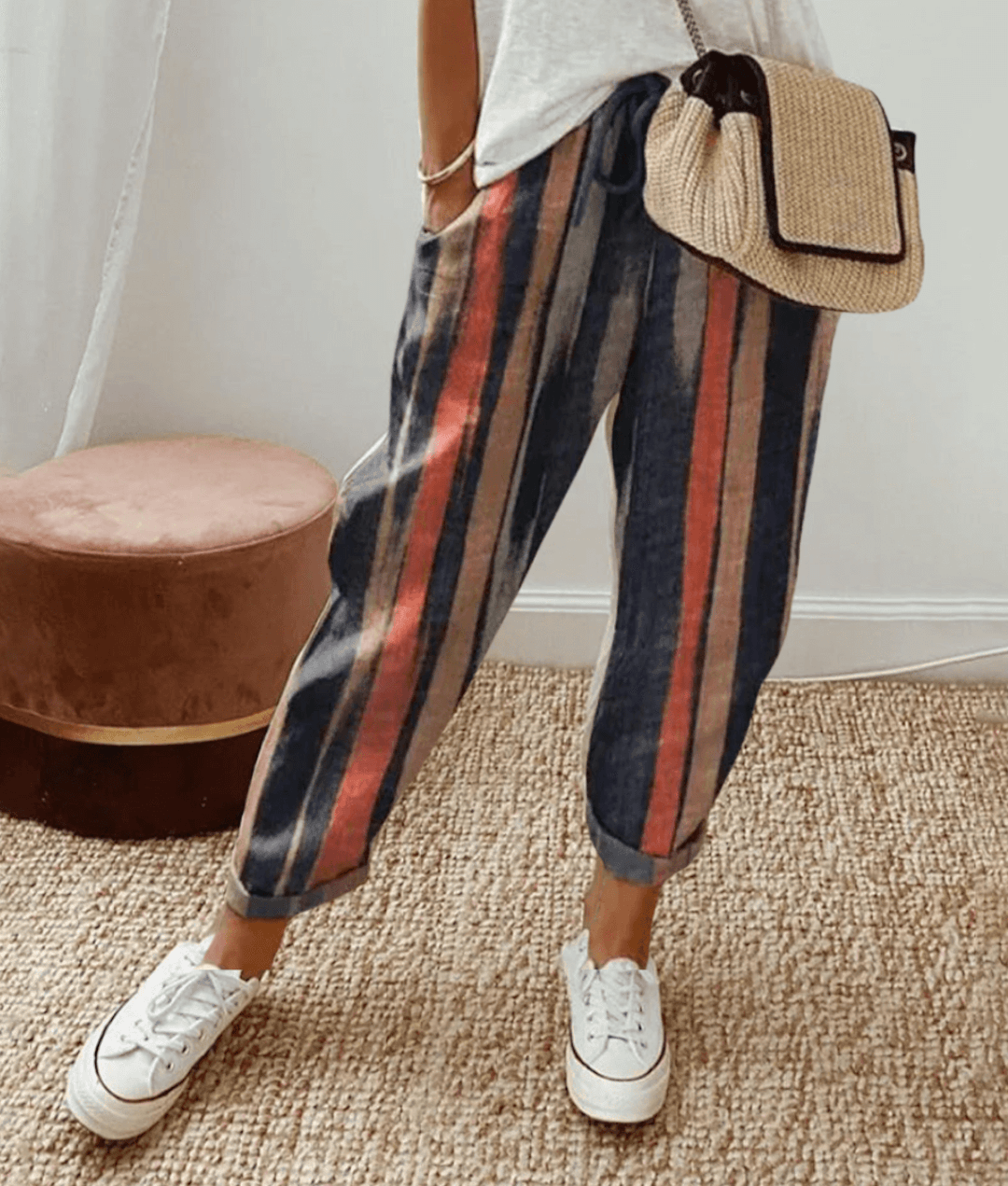 Women's Striped Linen Trousers - Breezy Summer Pants