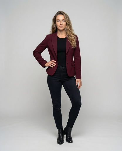Women's Peplum Blazer - Two-Button Notch Lapel Office Jacket