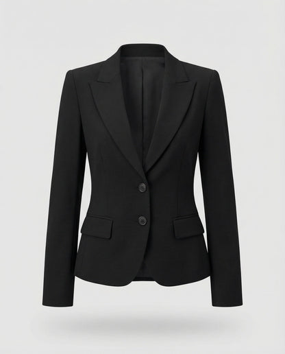 Women's Peplum Blazer - Two-Button Notch Lapel Office Jacket