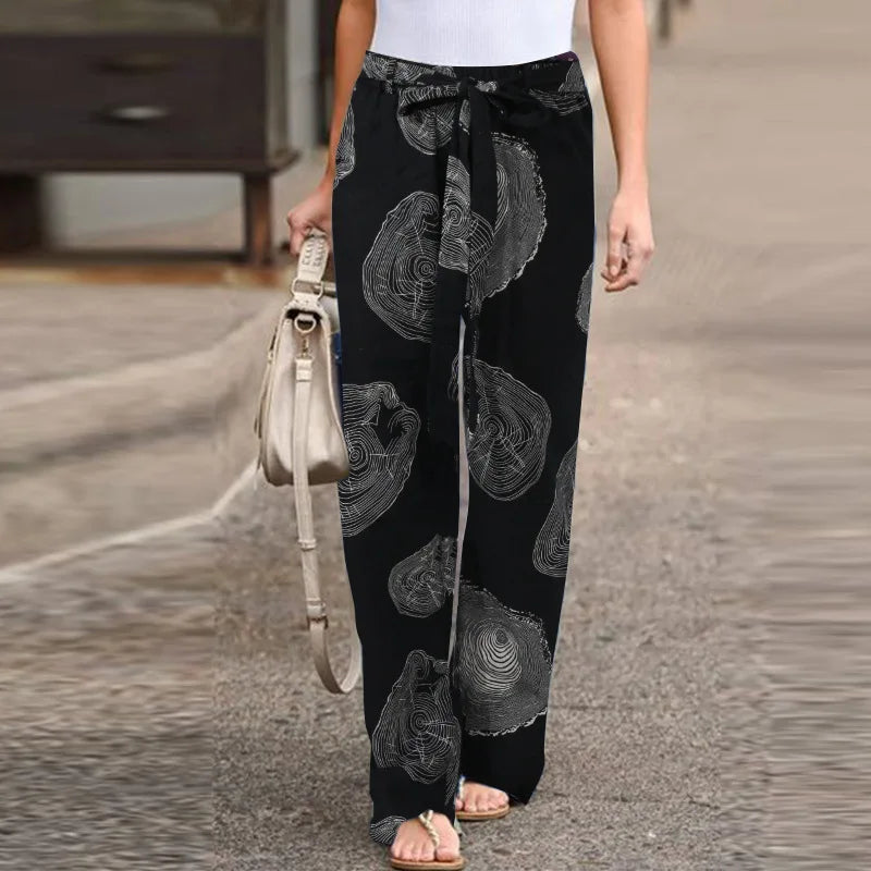 Women's Floral Linen Wide Leg Pants - Printed Summer Pants