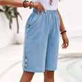 Women's Elastic Waist Bermuda Shorts - Casual Knee Length
