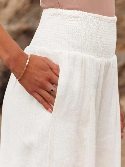 Women's Linen Wide Leg Beach Pants - Relaxed Summer Trousers