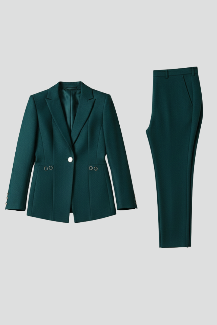 Women's One Button Blazer Set - Straight Leg Trouser Suit