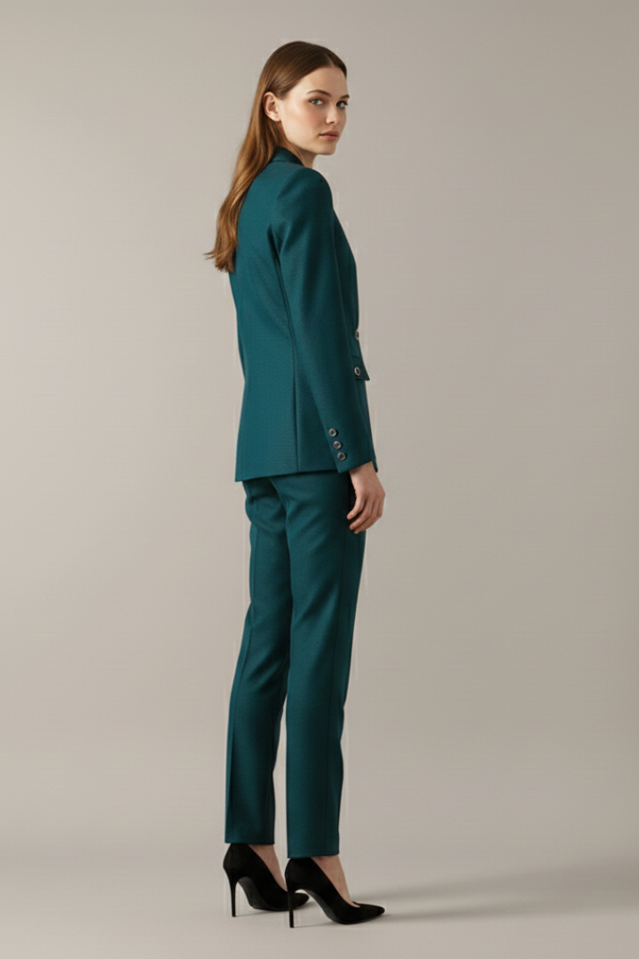 Women's One Button Blazer Set - Straight Leg Trouser Suit
