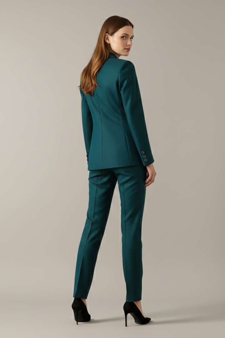 Women's One Button Blazer Set - Straight Leg Trouser Suit