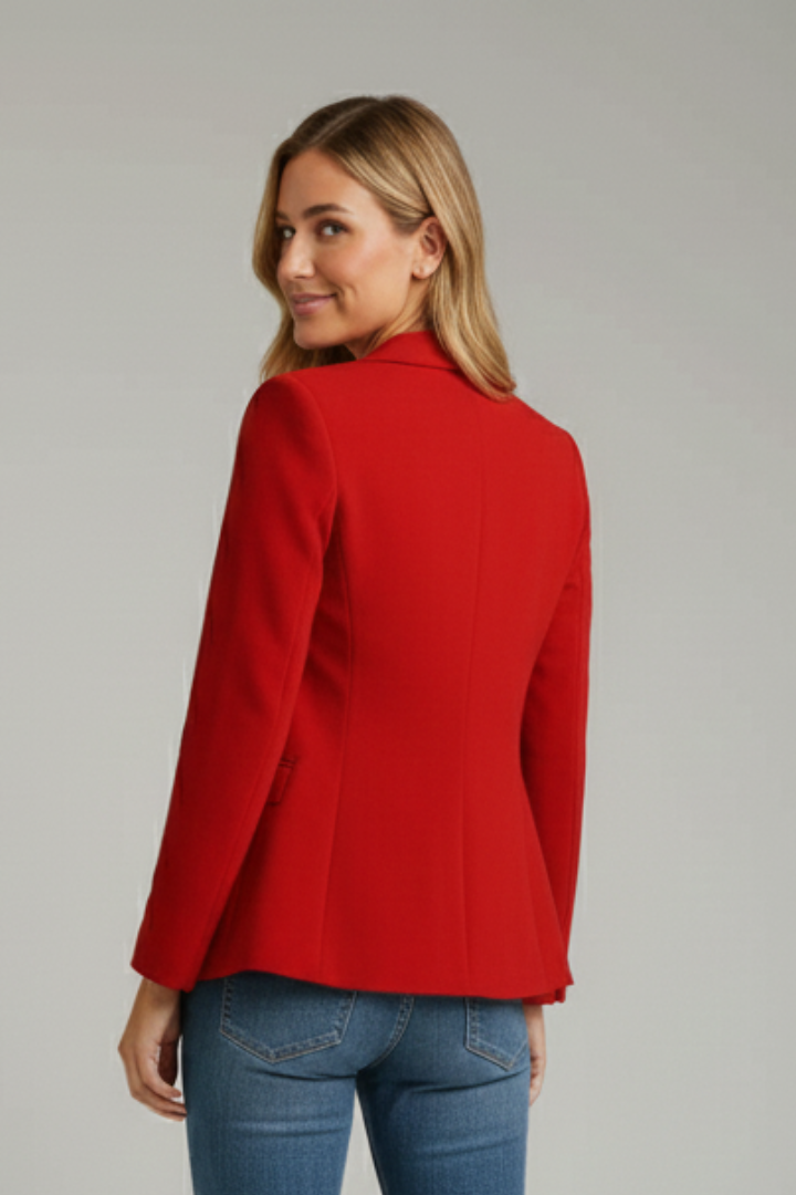 Women's Single Button Blazer - Notched Lapel Smart Jacket