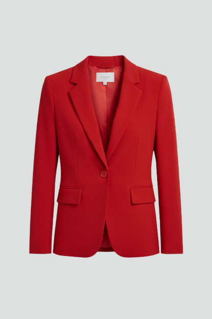 Women's Single Button Blazer - Notched Lapel Smart Jacket