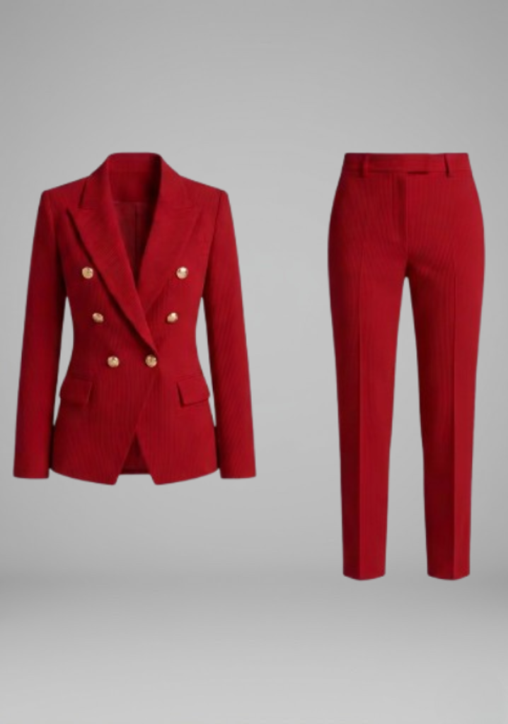 Women's Double-Breasted Blazer Set - Tailored Pant Suit