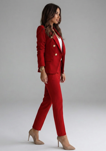 Women's Double-Breasted Blazer Set - Tailored Pant Suit