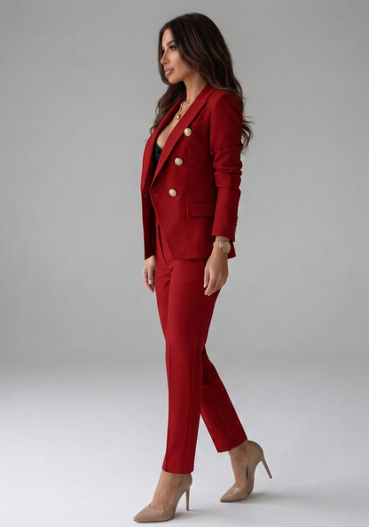 Women's Double-Breasted Blazer Set - Tailored Pant Suit