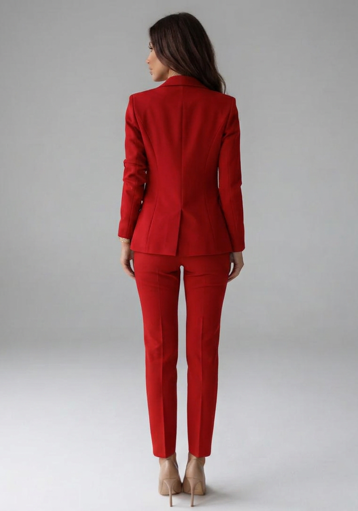 Women's Double-Breasted Blazer Set - Tailored Pant Suit