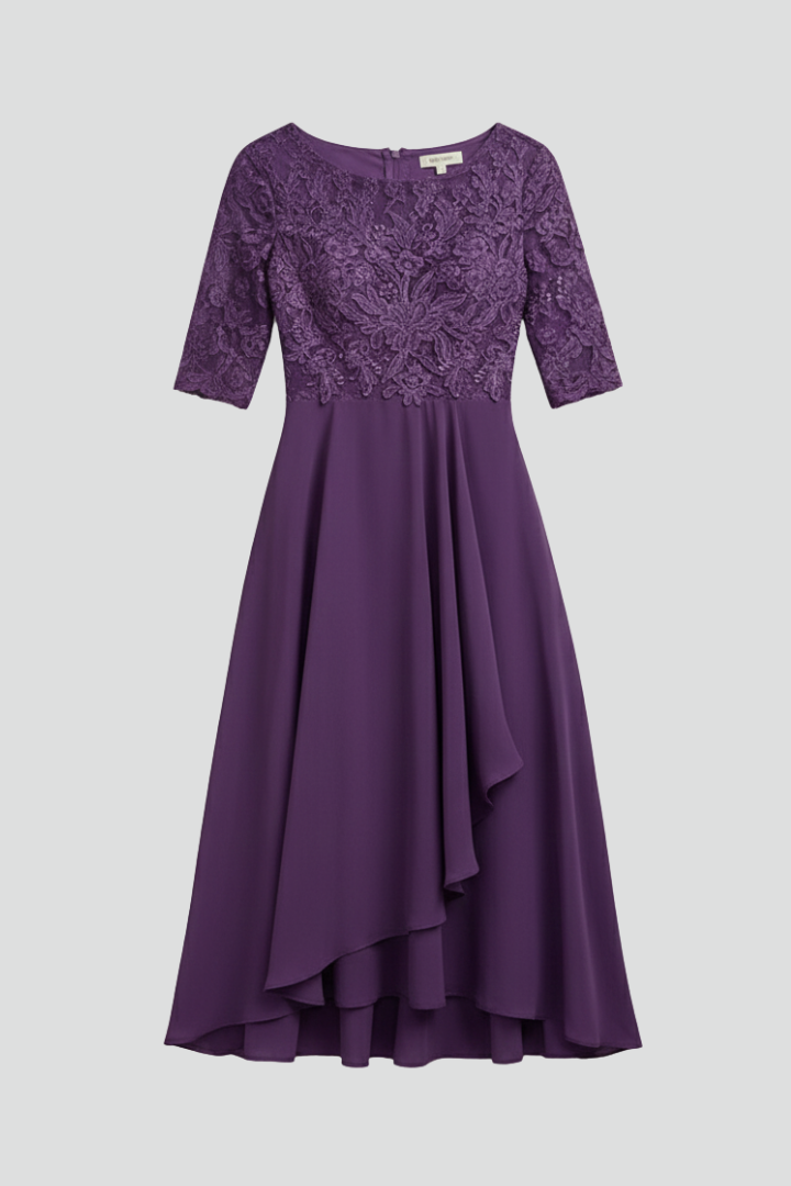 Women's Short Sleeve Midi Dress - Round Neck Loose Fit Print