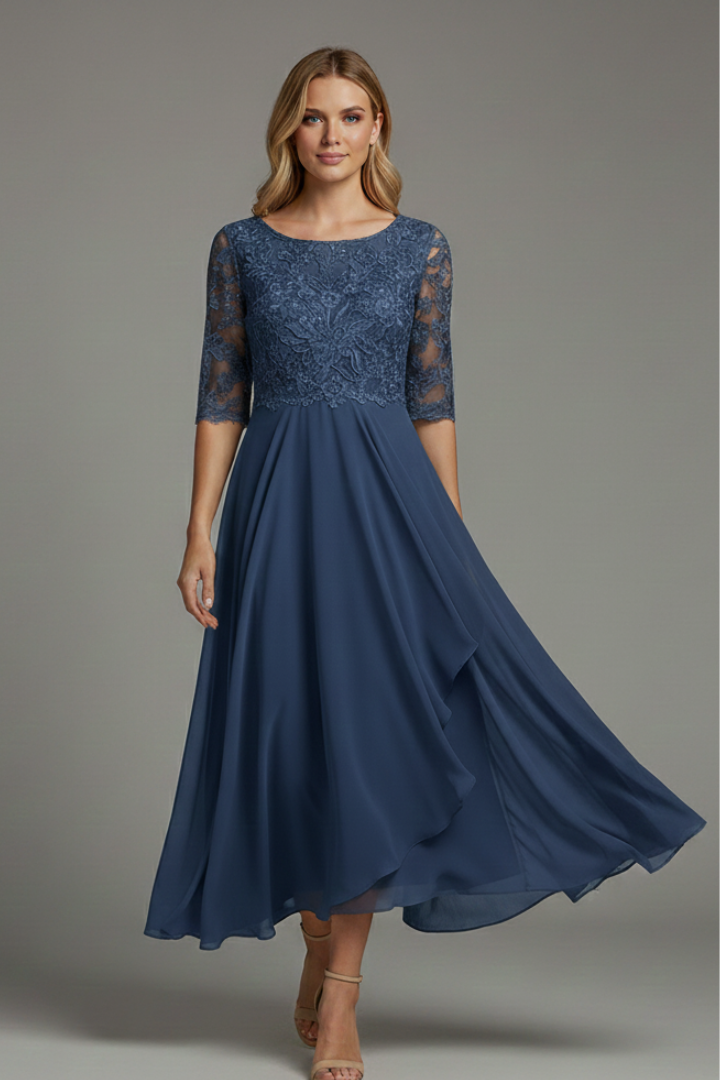 Women's Short Sleeve Midi Dress - Round Neck Loose Fit Print