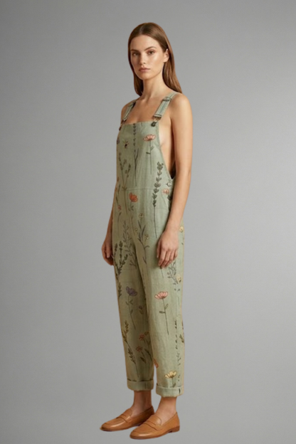 Women's Wide Leg Jumpsuit - Adjustable Strap Square Neck