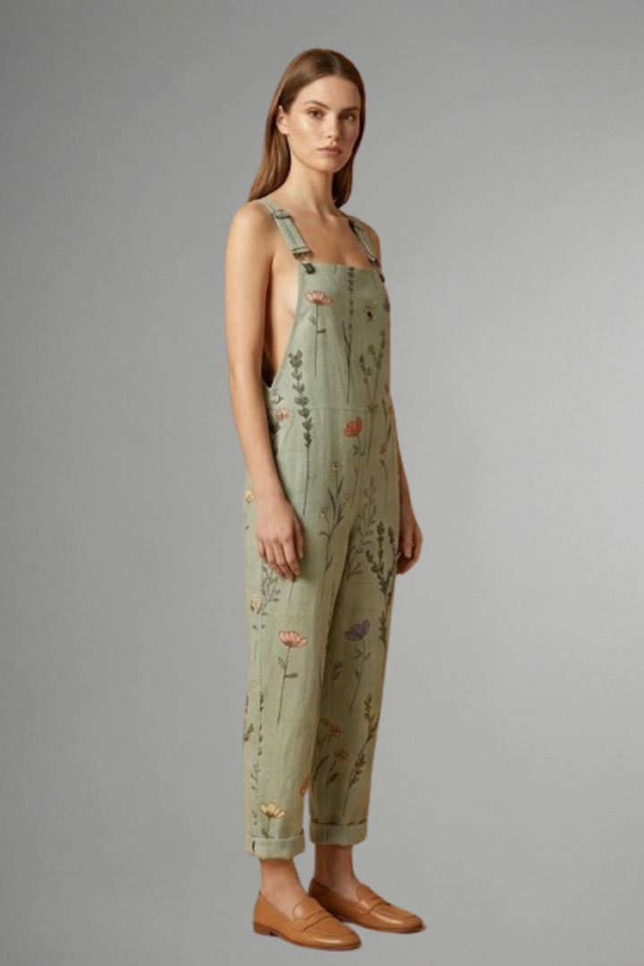 Women's Wide Leg Jumpsuit - Adjustable Strap Square Neck