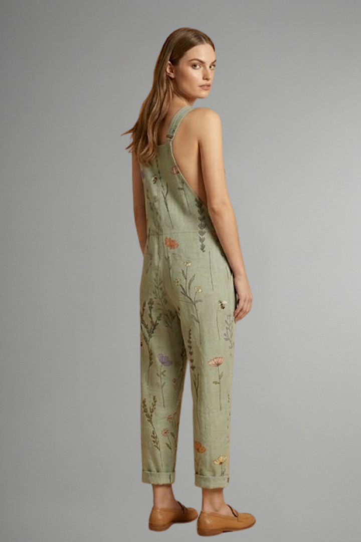 Women's Wide Leg Jumpsuit - Adjustable Strap Square Neck